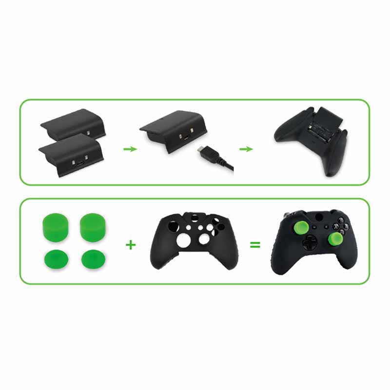 Xbox One / S / X Super Kit Carga Y Juega Dual + Grips + Audifonos + Funda