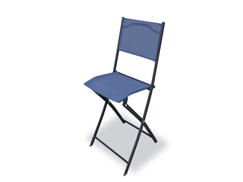 Comedor Exterior Milán De Acero C/4 Sillas Y Sombrilla Azul