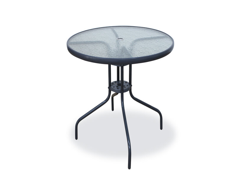 Comedor Exterior Milán De Acero C/4 Sillas Y Sombrilla Azul