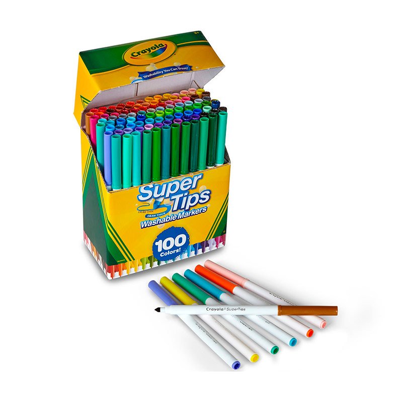 Super Tips 100 Plumones Crayola Marcadores Delgados Lavables