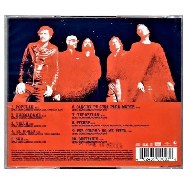 CD Zoé ~ Sonidos de karmática resonancia