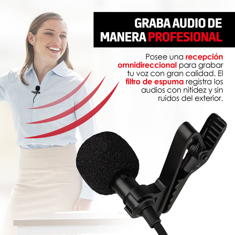 Micrófono Lavalier de Solapa Para Smartphone y Tablet Redlemon