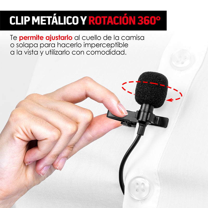 Micrófono Lavalier de Solapa Para Smartphone y Tablet Redlemon