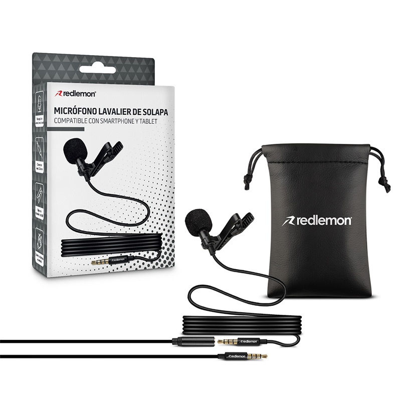 Micrófono Lavalier de Solapa Para Smartphone y Tablet Redlemon