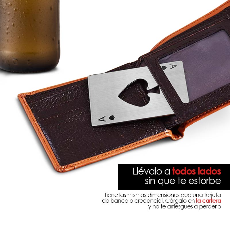 Destapador de Botellas Forma de Baraja 4 Pz Acero Redlemon