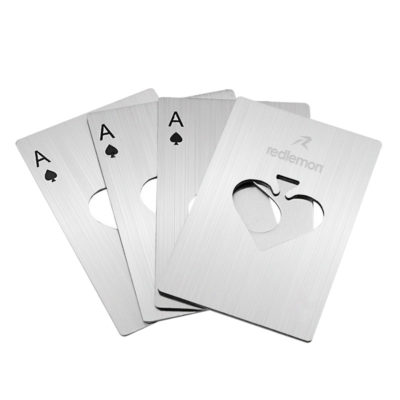 Destapador de Botellas Forma de Baraja 4 Pz Acero Redlemon