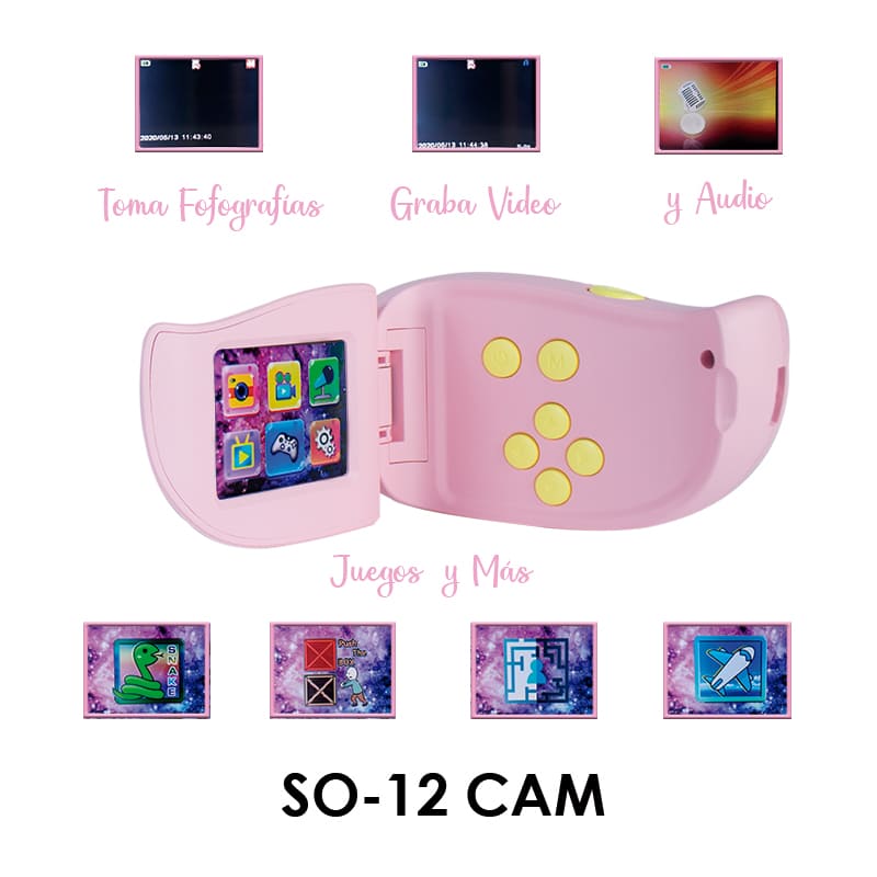 Camara Digital y Video de 12 Megapixeles Mp Videocamara Infantil, Pantalla de 2 Pulgadas HD