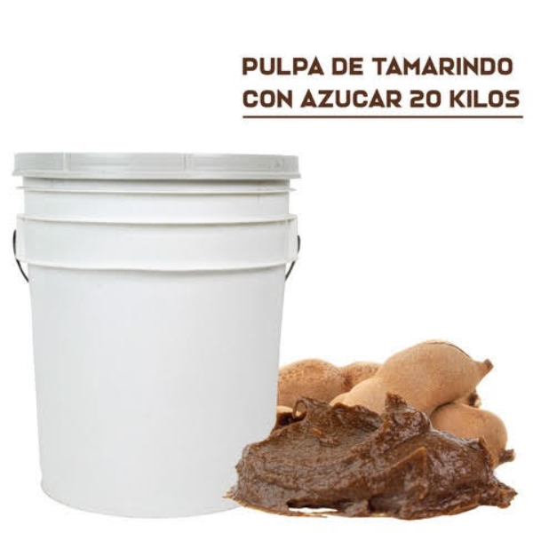 Pulpa Natural Tamarindo con Azúcar en Cubeta de 20 Kilos 