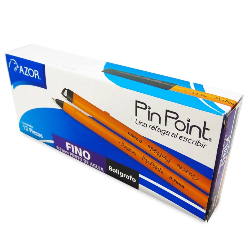 Bolígrafo Punto Fino Stick Caja con 12 Piezas Pin Point - Lapicero Punta Fina Negro