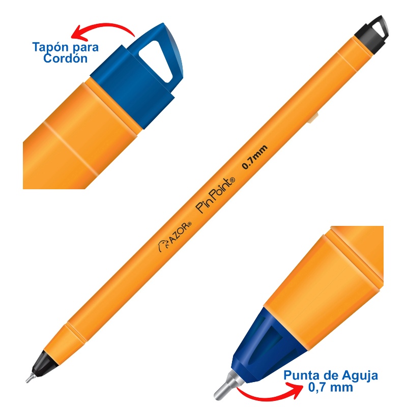 Bolígrafo Punto Fino Stick Caja con 12 Piezas Pin Point - Lapicero Punta Fina Negro