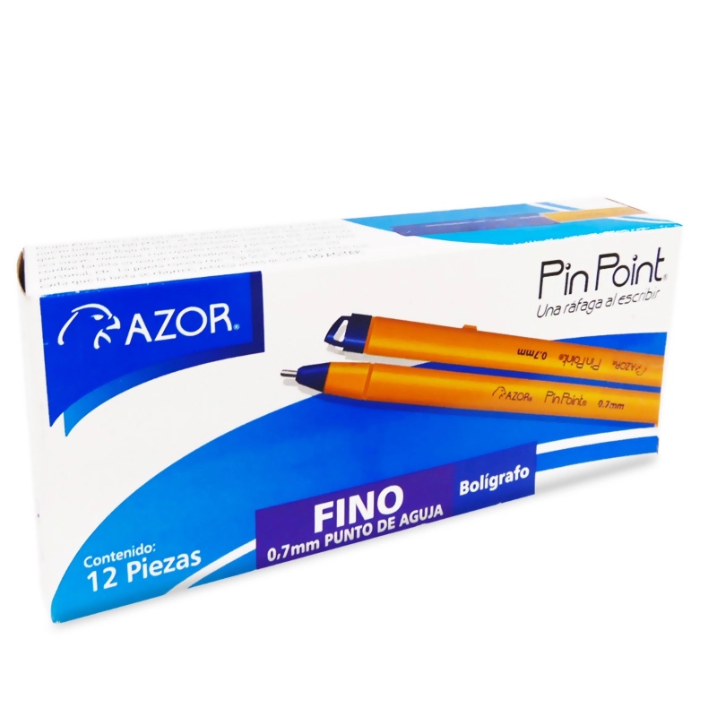 Bolígrafo Punto Fino Stick Caja con 12 Piezas Pin Point - Lapicero Punta Fina Azul