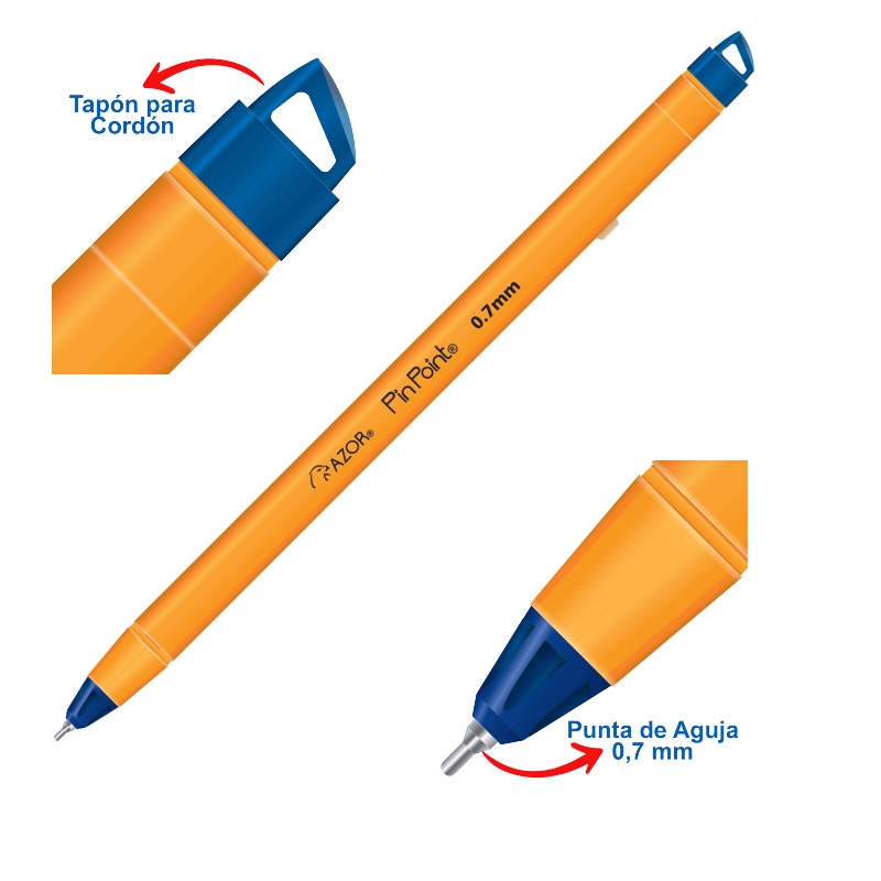 Bolígrafo Punto Fino Stick Caja con 12 Piezas Pin Point - Lapicero Punta Fina Azul