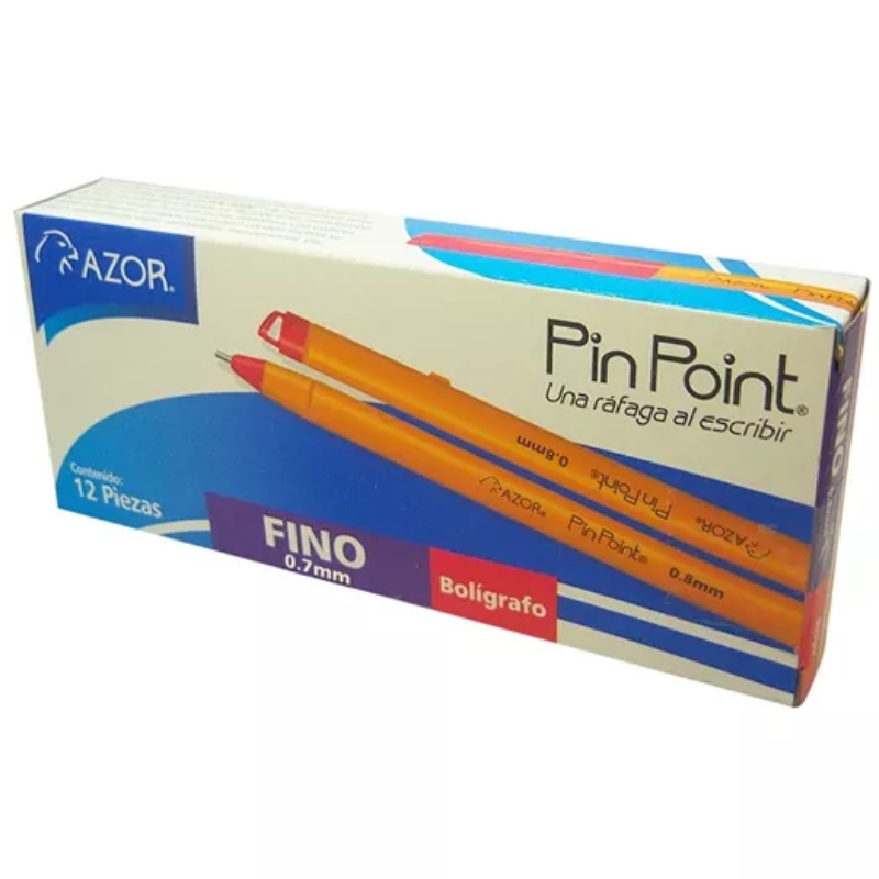 Bolígrafo Punto Fino Stick  Caja con 12 Piezas Pin Point - Lapicero Punta Fina Rojo