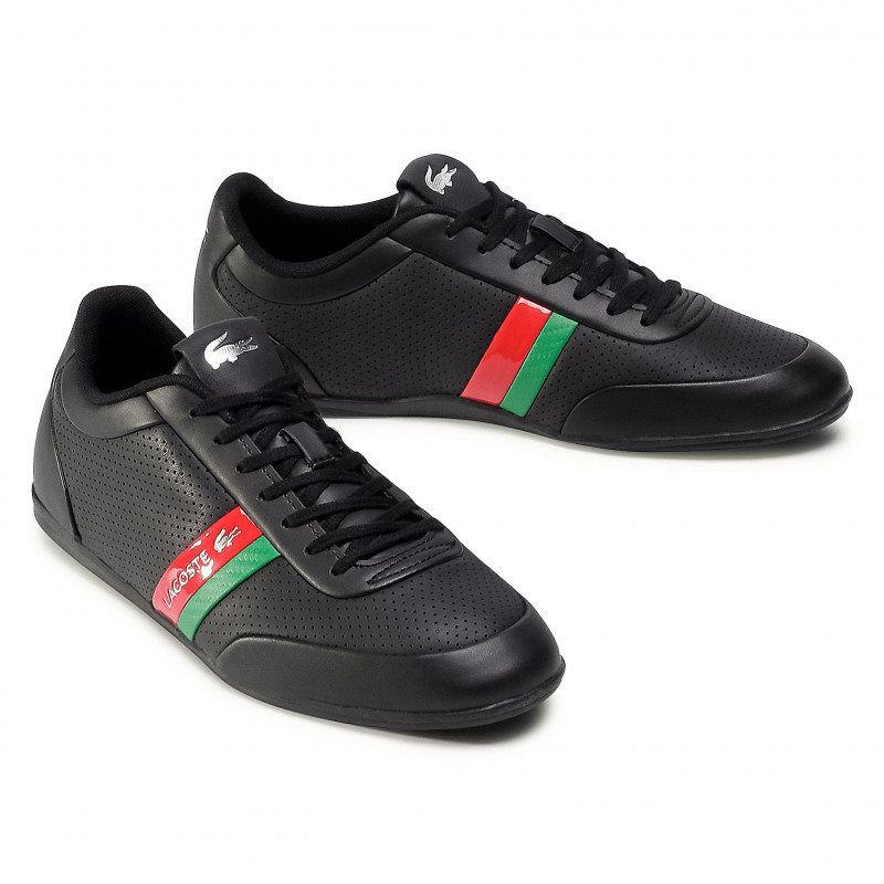 Tenis Lacoste Storda Negro Verde Rojo de Caballero