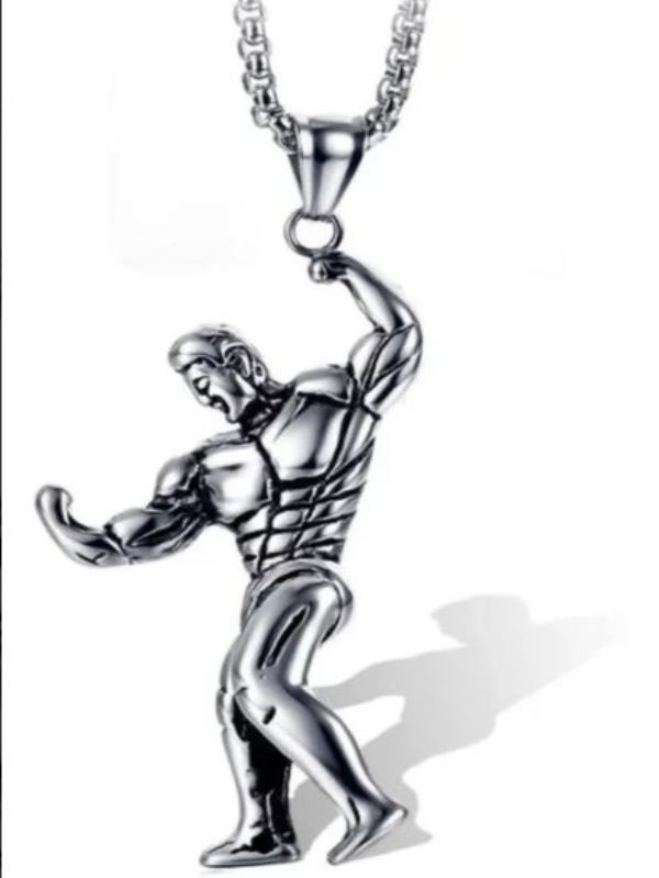 Collar Fitness Dije Pesa Gym Gimnasio Regalo Novio Acero