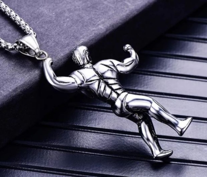 Collar Fitness Dije Pesa Gym Gimnasio Regalo Novio Acero