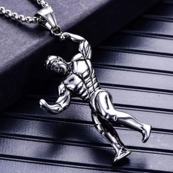 Collar Fitness Dije Pesa Gym Gimnasio Regalo Novio Acero