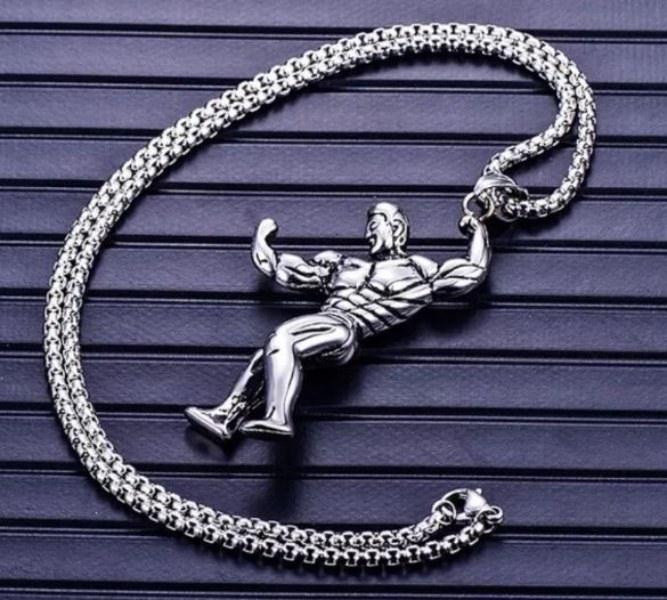 Collar Fitness Dije Pesa Gym Gimnasio Regalo Novio Acero