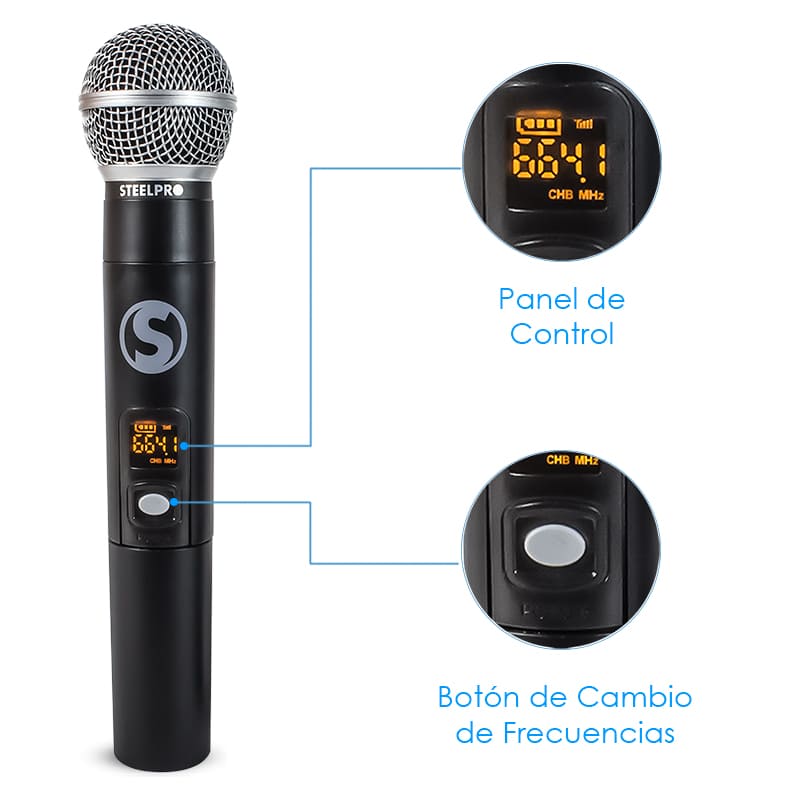 Kit de Microfono Inalambrico Steelpro Uhf-707 Profesional