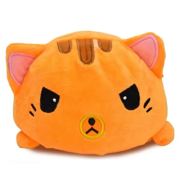 Peluche de gato feliz enojado kawaii reversibles. Naranja