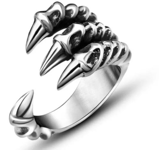 Anillo Garra De Dragon Ajustable Gotico Metalico Acero Inoxidable