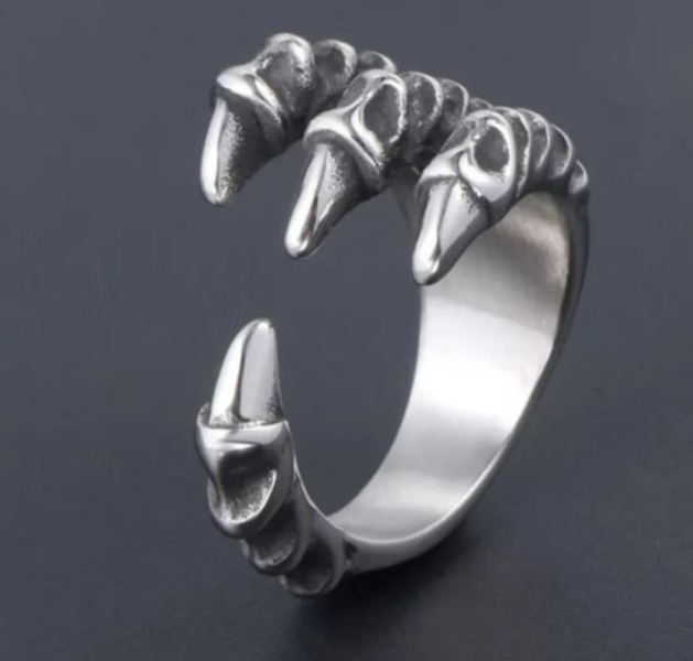 Anillo Garra De Dragon Ajustable Gotico Metalico Acero Inoxidable