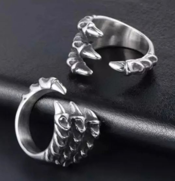 Anillo Garra De Dragon Ajustable Gotico Metalico Acero Inoxidable