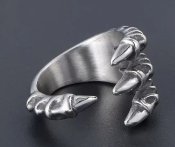 Anillo Garra De Dragon Ajustable Gotico Metalico Acero Inoxidable