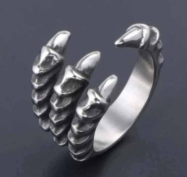 Anillo Garra De Dragon Ajustable Gotico Metalico Acero Inoxidable