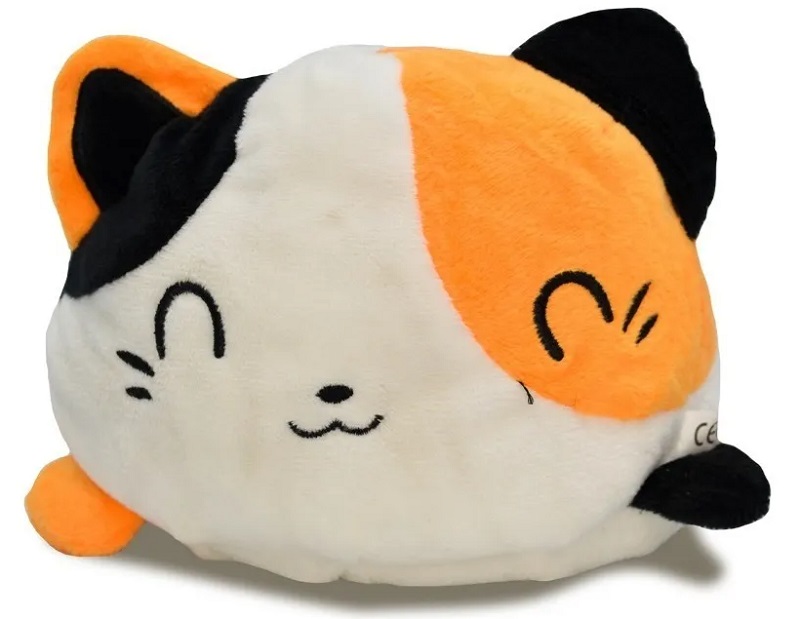 Peluche de gato feliz enojado kawaii reversibles. Negro- blanco.