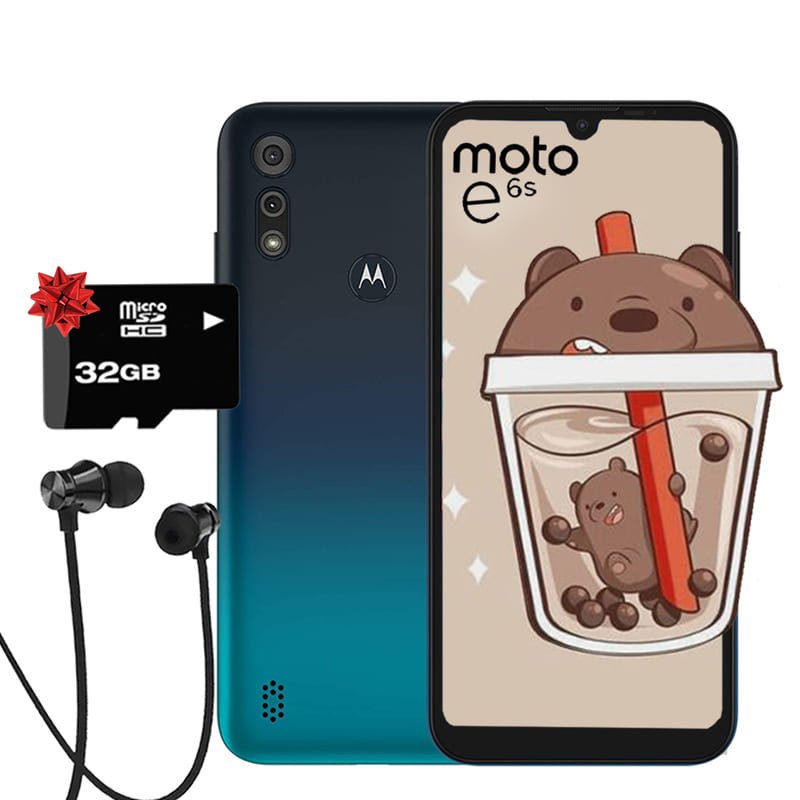 Celular Motorola Moto E6S 32GB Cámara Dual + Audífonos + SD32- Azul