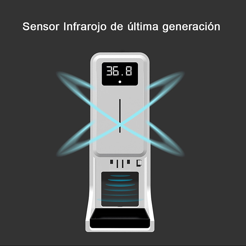K9 Pro Rehabor Nuevo Profesional Recargable Portatil Termometro Infrarrojo Despachador Automatico de Gel Antivirus Suministro Touch less Automático Base Pedestal Escritorio o Pared