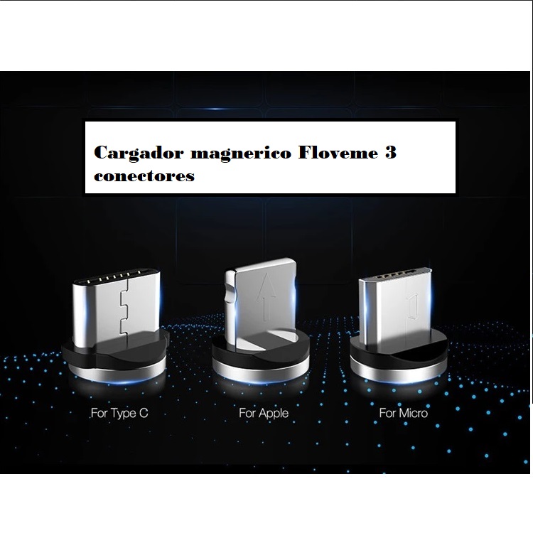 Cargador  Magnético  3 en 1 ,  Android  iphone   y  Tipo C   Con luz led 