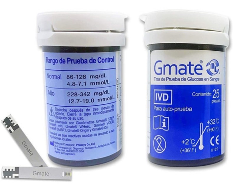 Tiras Lancetas Reactivas Glucometro Gmate 50 Piezas