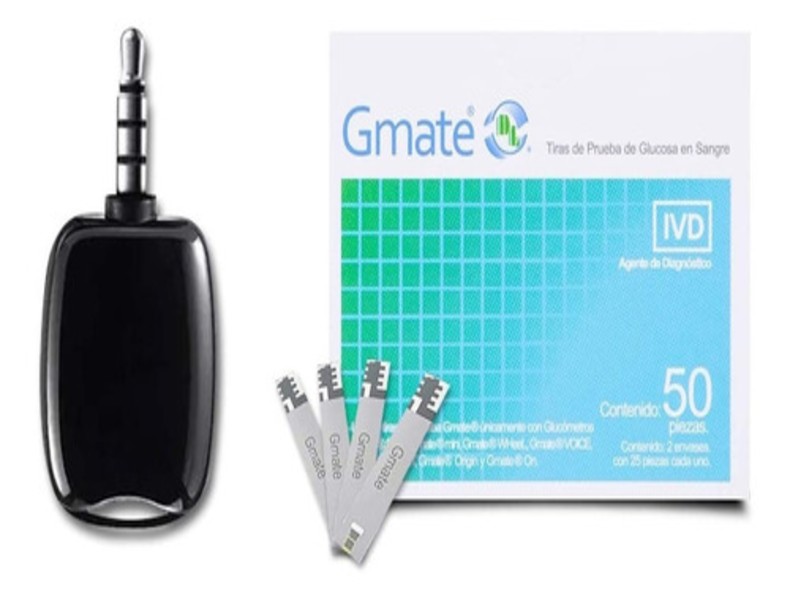 Tiras Lancetas Reactivas Glucometro Gmate 50 Piezas