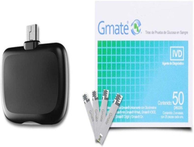 Tiras Lancetas Reactivas Glucometro Gmate 50 Piezas
