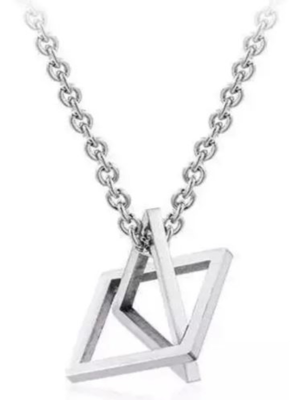 Collar Hombre Dije Triángulo Cuadrado Minimalista Regalo