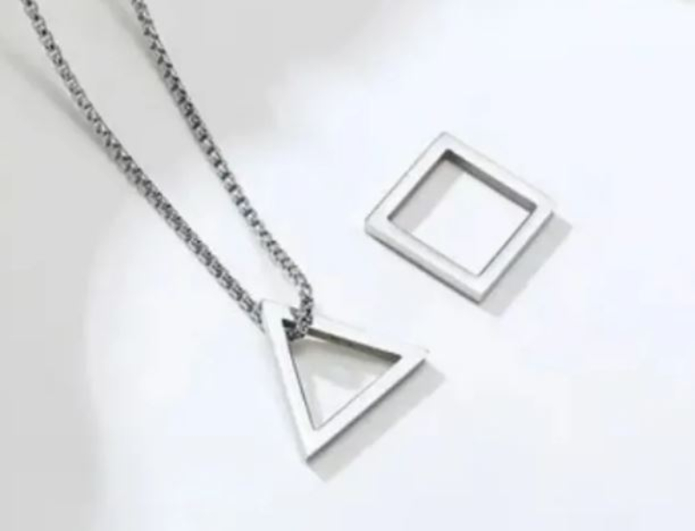 Collar Hombre Dije Triángulo Cuadrado Minimalista Regalo