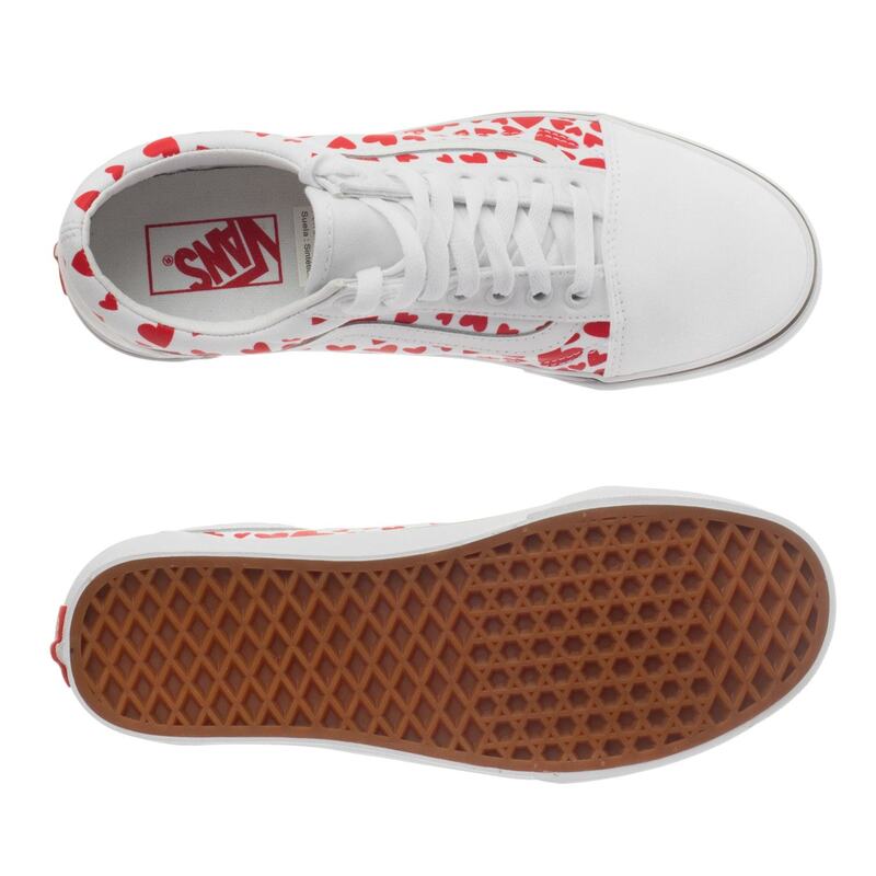 Tenis Vans Old Skool Valentines Heart Blanco Rojo de Dama