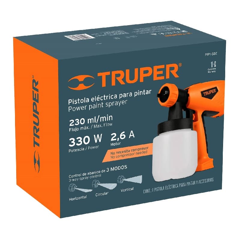 Pistola Para Pintar Electrica 330 W, Truper PIPI-33E (15382)