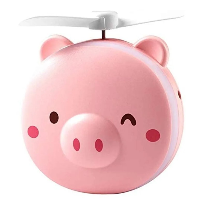 ESPEJO CON LUZ LED  Y VENTILADOR DE CERDITO  RECARGABLE