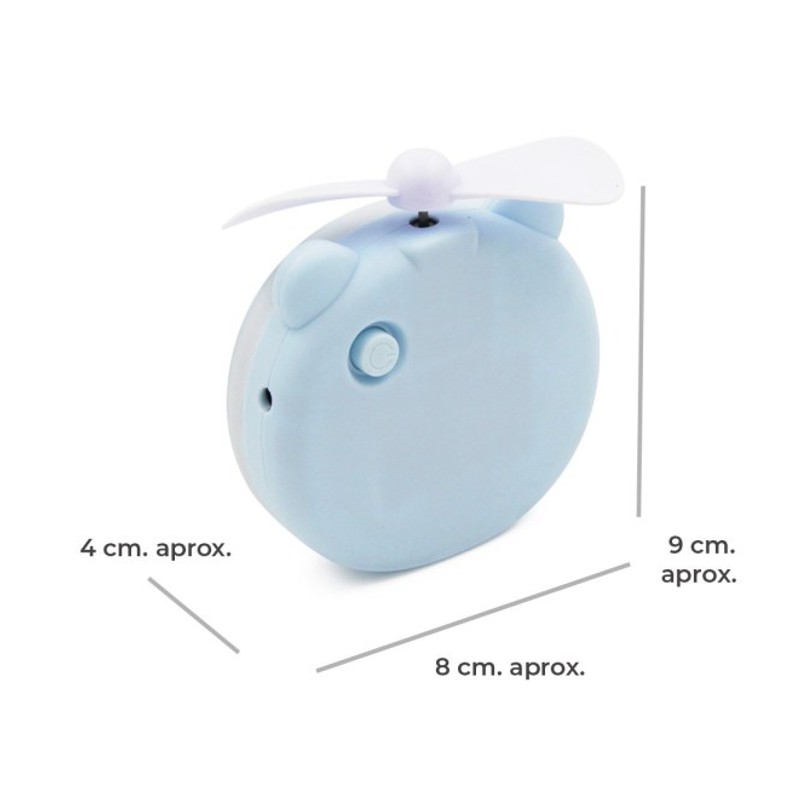 ESPEJO CON LUZ LED  Y VENTILADOR DE CERDITO  RECARGABLE