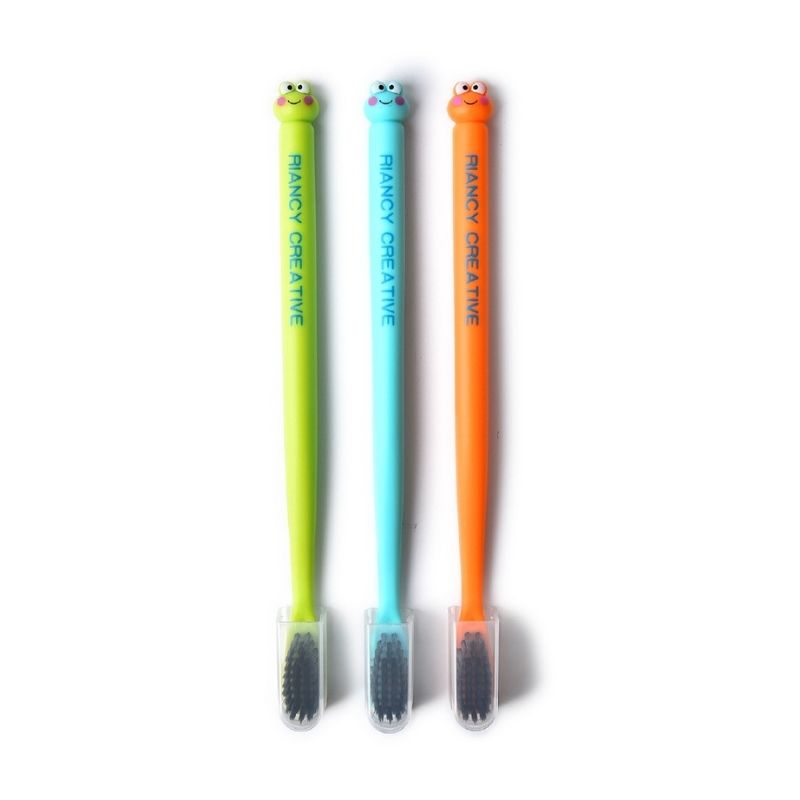 Kit 2 Cepillos de Dientes y 1 Vaso con Tapa para Niños, LBP, Diseño Rana, Viaje -Verde