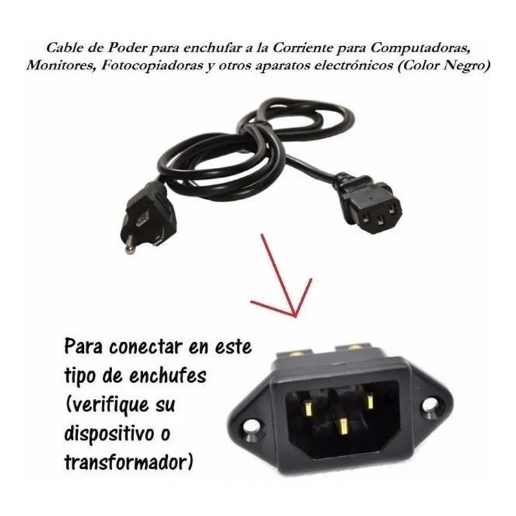 Cable Trifasico De Corriente Alimentacion Pc Cpu Monitor 1m