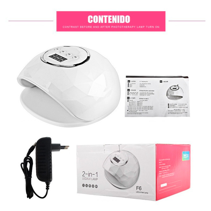 Lámpara Uñas Profesional Digital Led Uv Gelish 86w Pro F6
