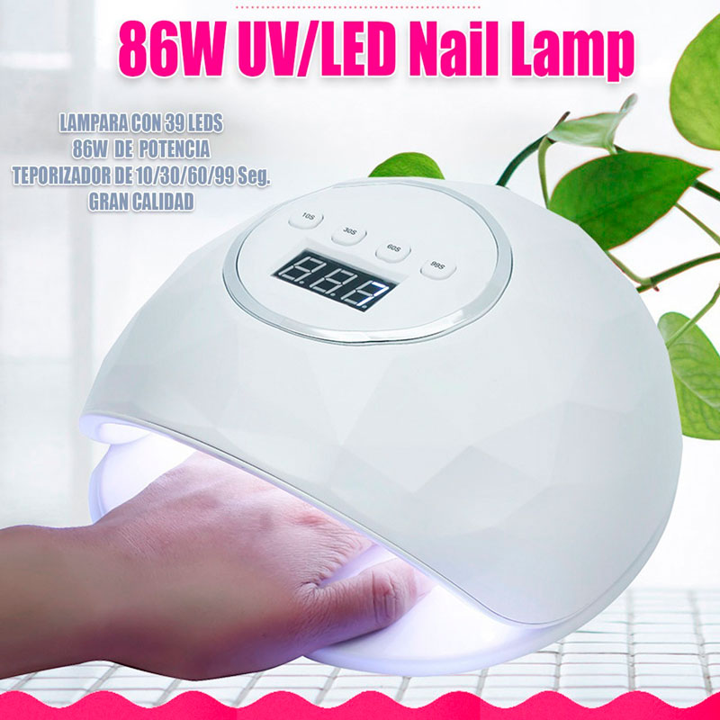 Lámpara Uñas Profesional Digital Led Uv Gelish 86w Pro F6