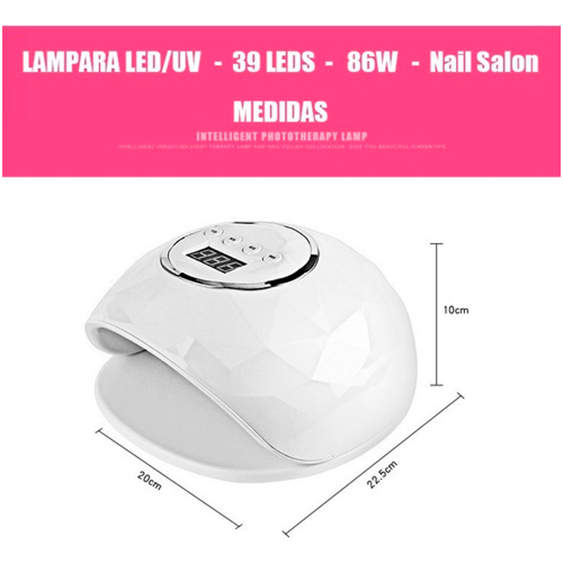 Lámpara Uñas Profesional Digital Led Uv Gelish 86w Pro F6