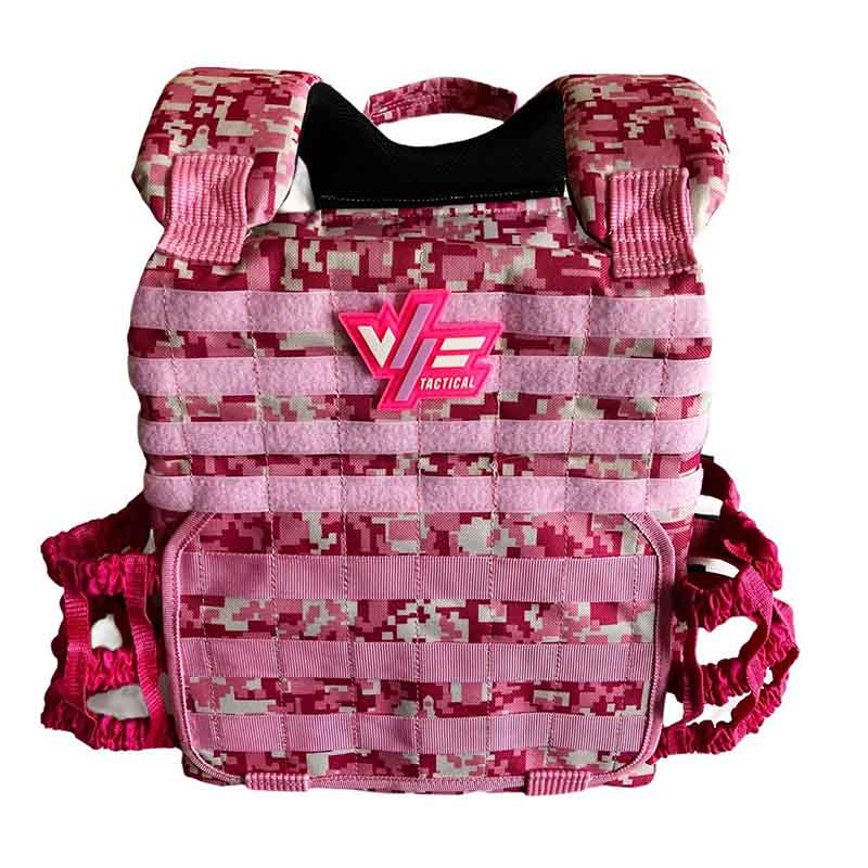 Chaleco de Peso Táctico Crossfit + 2 Placas De 10lb (Rosa Pixeleado)
