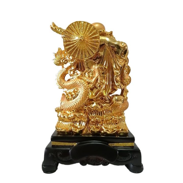 Lucky Buda Chino Budha Dorado Figura Decoración Dragon Fortuna Estatua