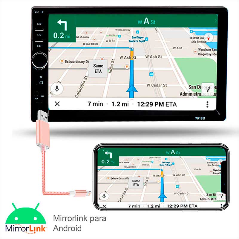 Autoestereo Vak 6911 Touch 7 Mirrorlink Bluetooth con cámara de reversa, Usb SD MP5 Video .